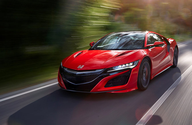 Front view of NSX driving on the road